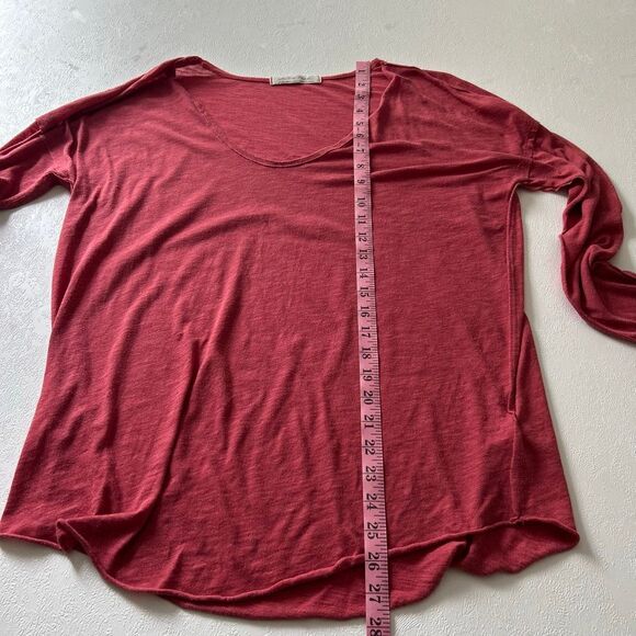 We The Free by Free People Red Long Sleeve Tee | Scoop Neck Soft Knit Top | Size - Picture 7 of 8